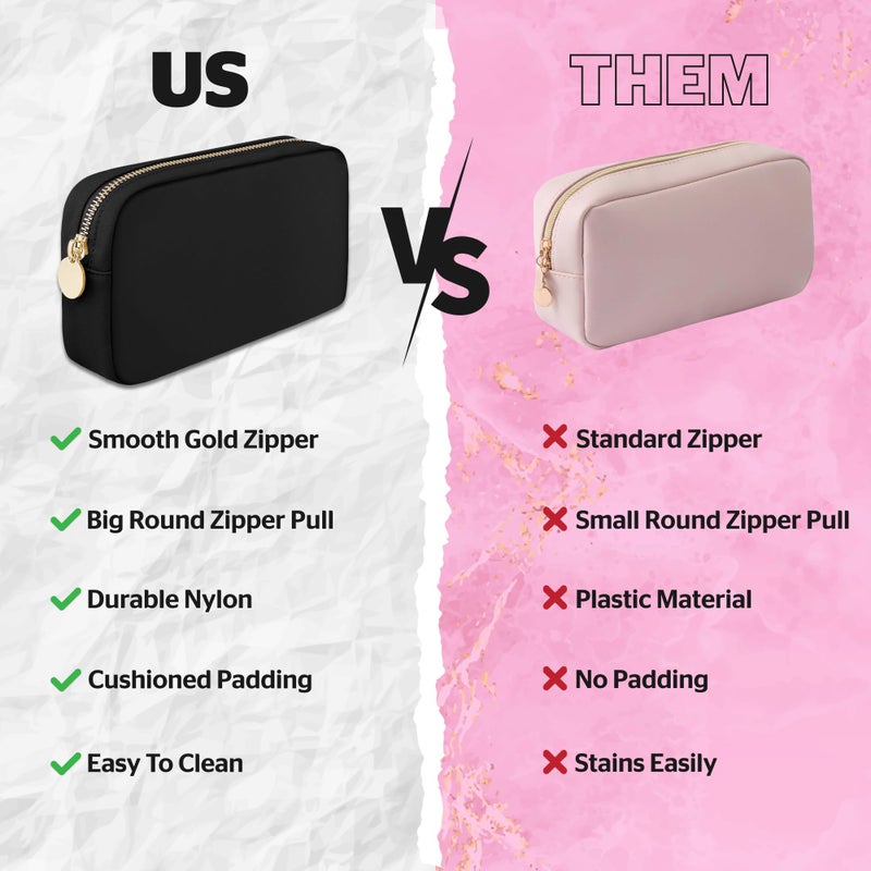 DANCOUR Small Makeup Bag For Purse - Makeup Bag Small Cosmetic Bag For Purse - Mini Pouch Travel Makeup Bag Zipper Pouches Makeup Pouch Mini Makeup Bag For Purse Organizer For Women and Girls (Black) - Image 4